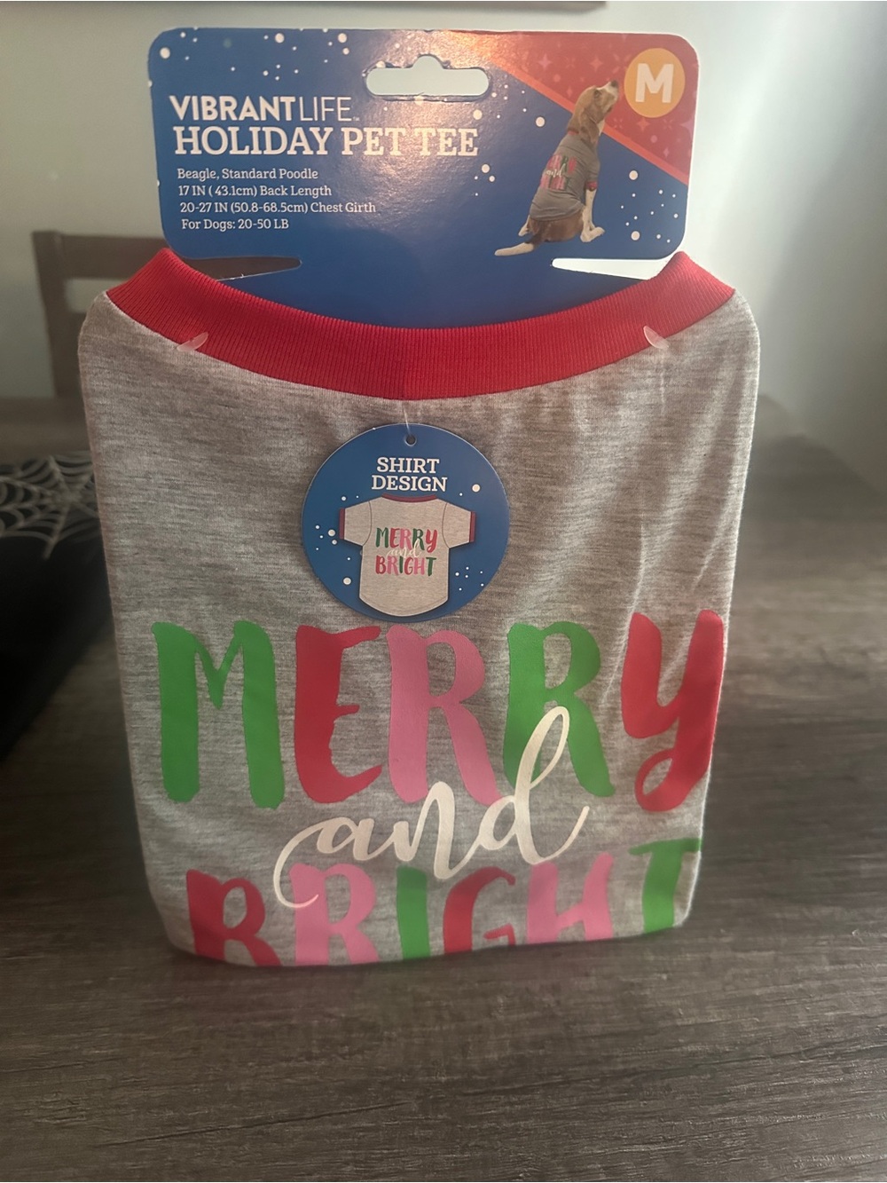 Vibrant Merry and Bright Pet Tee - Gray, Red, Green, Pink